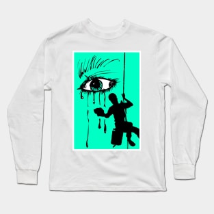 Abstract window cleaner wiping away tears. Long Sleeve T-Shirt